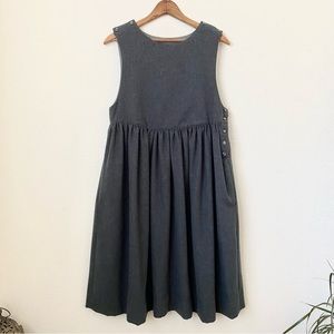 Grey Wool Pinafore Dress with Buttons